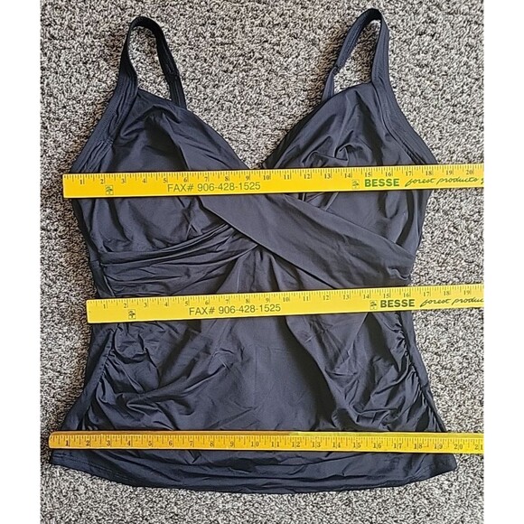 Swim Top Black 16 DD Wrap Front (L) Solid Underwire Tummy Control Lands End S49 - Picture 5 of 7